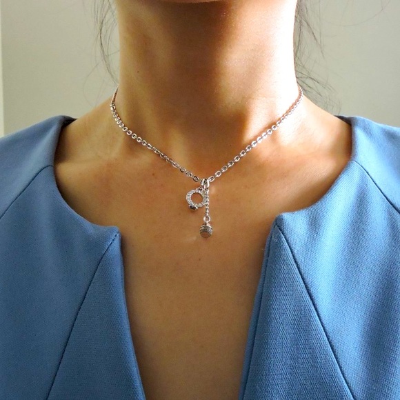 Swarovski Crystal Ring Pendant Necklace, White, Rhodium-plated, Like New - Picture 4 of 4